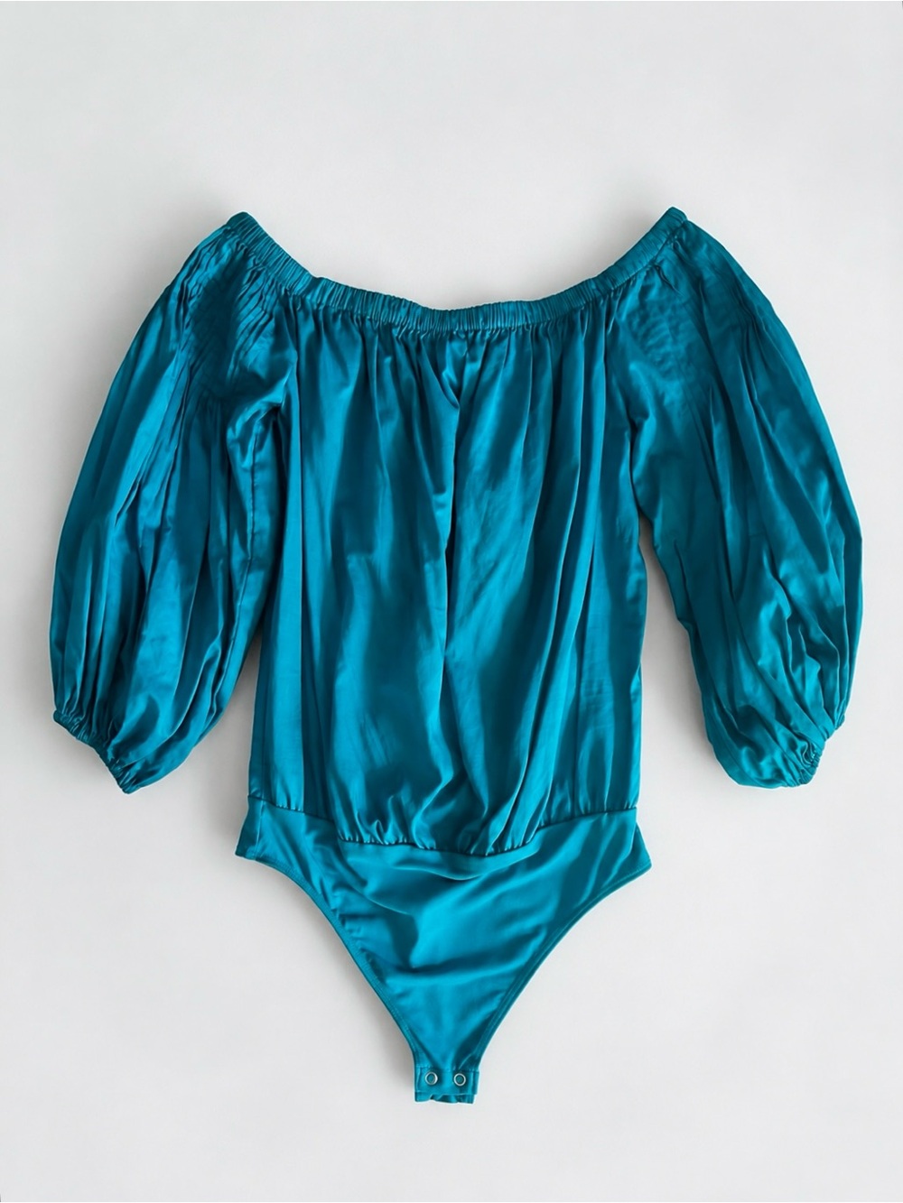 NWT EXPRESS teal blue balloon sleeve bodysuit size small new with tags